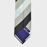 Brown & Ecru Reppe Silk & White Tussah Silk Striped Tie