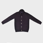 Chunky Heavy Weight Shawl Collar Merino Wool Cardigan in Claret