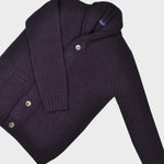 Chunky Heavy Weight Shawl Collar Merino Wool Cardigan in Claret