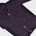 Chunky Heavy Weight Shawl Collar Merino Wool Cardigan in Claret