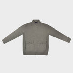 Wool Bomber Zip Cardigan in Oatmeal