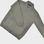 Wool Bomber Zip Cardigan in Oatmeal