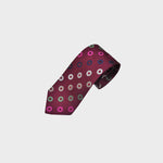 Coloured Hoops on Burgundy Tussah Silk Tie