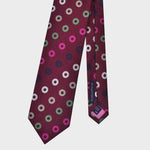 Coloured Hoops on Burgundy Tussah Silk Tie