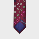 Coloured Hoops on Burgundy Tussah Silk Tie