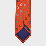 Coloured Hoops on Orange Tussah Silk Tie