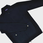 Wool Bomber Zip Cardigan in Deep Navy