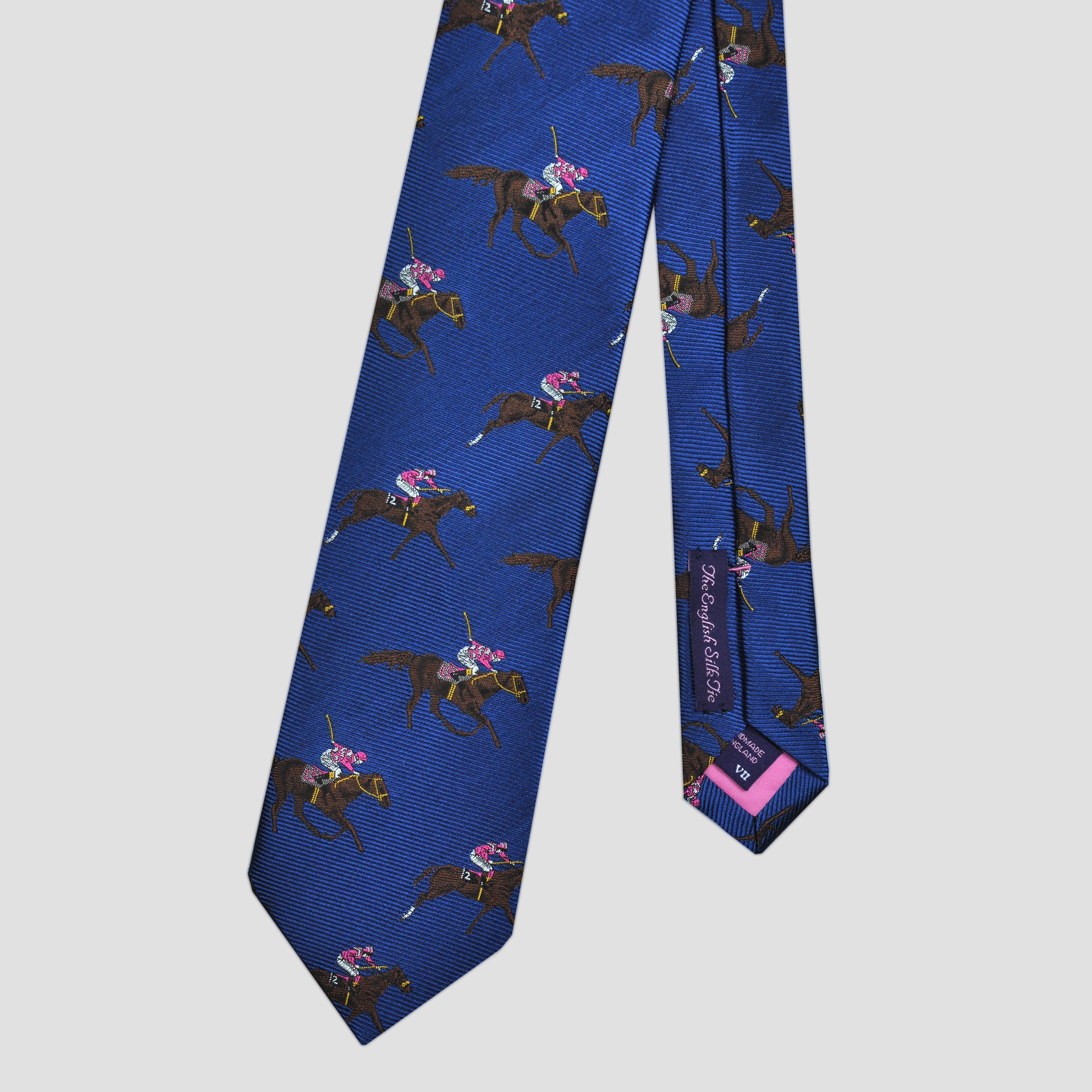 English Woven Silk 'Jockeys' Tie in Royal Blue