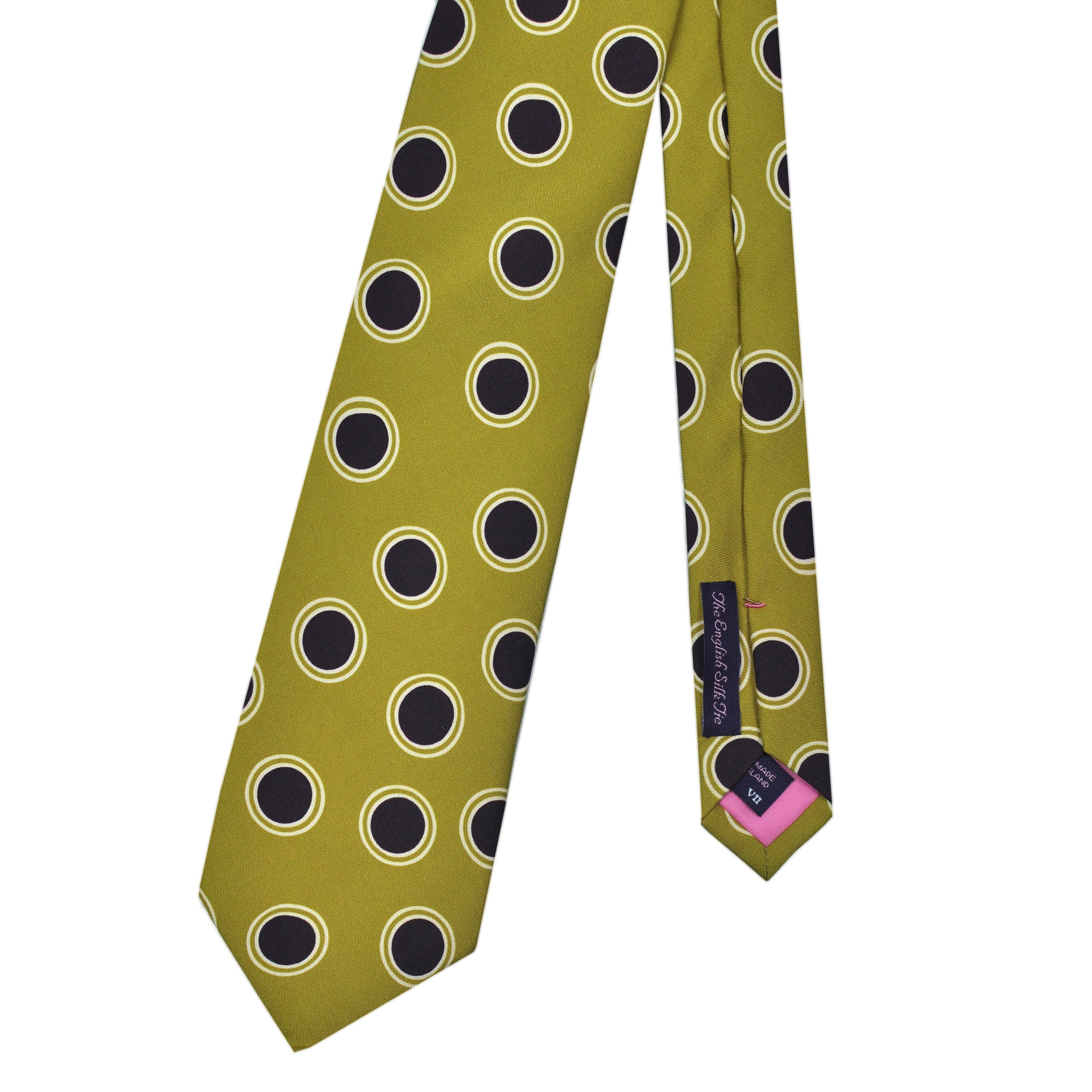 Dotty 'Dusty Silk' Print Tie in Mustard & Purple
