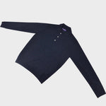 Super Fine Merino Wool Long Sleeve Polo in Deep Navy