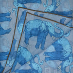 Elephants Cotton & Cashmere Pocket Square in Blue