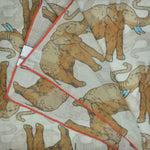 Elephants Cotton & Cashmere Pocket Square in Beige & Ecru