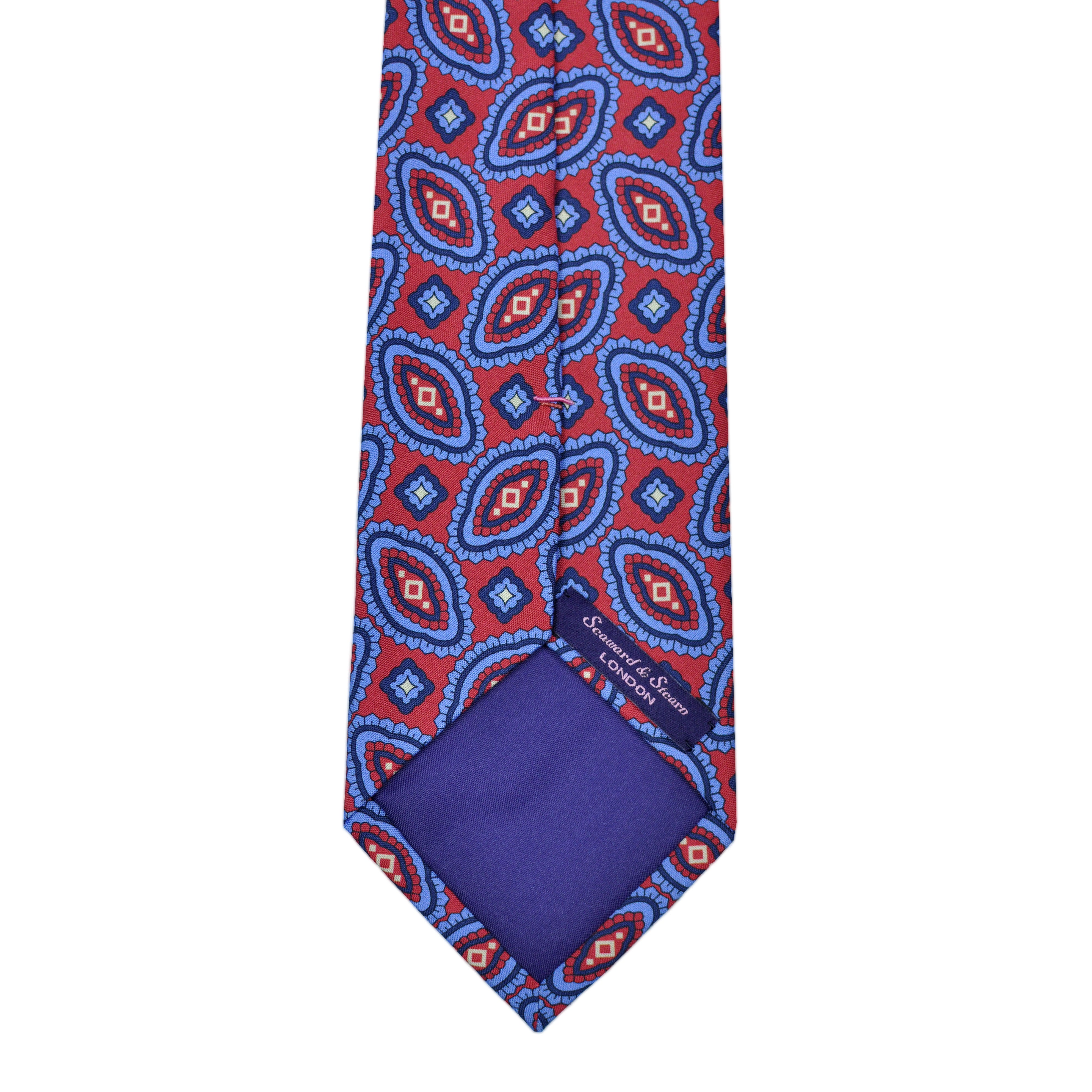 Florets 'Dusty Silk' Print Tie in Blue & Red