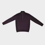 Super Fine Merino Wool Long Sleeve Polo in Claret