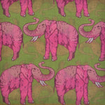 Elephants Cotton & Cashmere Pocket Square in Pink & Olive Green
