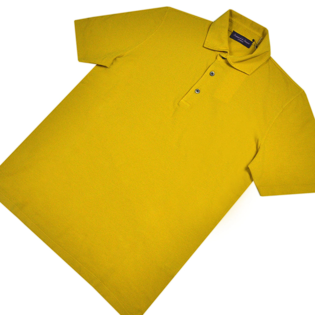 Fine Pique Cotton Polo Shirt in Sunset Yellow