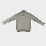 Super Fine Merino Wool Long Sleeve Polo in Ecru