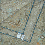 Paisley Cotton & Cashmere Pocket Square in Ecru, Olive & Teal