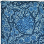 Paisley Cotton & Cashmere Pocket Square in Navy Blue & Blue
