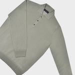 Super Fine Merino Wool Long Sleeve Polo in Ecru