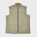 Reversible Wool & Puffer Gilet in Oatmeal & Orange
