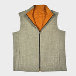 Reversible Wool & Puffer Gilet in Oatmeal & Orange