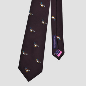 English Woven Silk 'Waddling Duck' Tie in Brown
