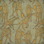 Giraffe Cotton & Cashmere Pocket Square in Yellow, Light Olive & Blue