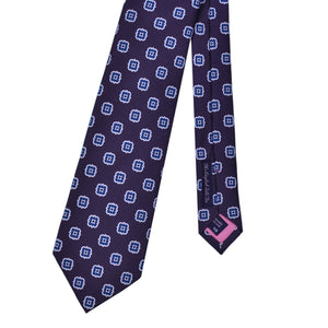 Medallion Repeat 'Dusty Silk' Print Tie in Purple & Blue