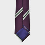 Claret with Green & White Stripes Woven Silk Tie