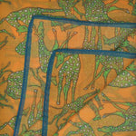 Giraffe Cotton & Cashmere Pocket Square in Green, Orange & Blue