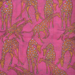 Giraffe Cotton & Cashmere Pocket Square in Yellow, Pink & Brown