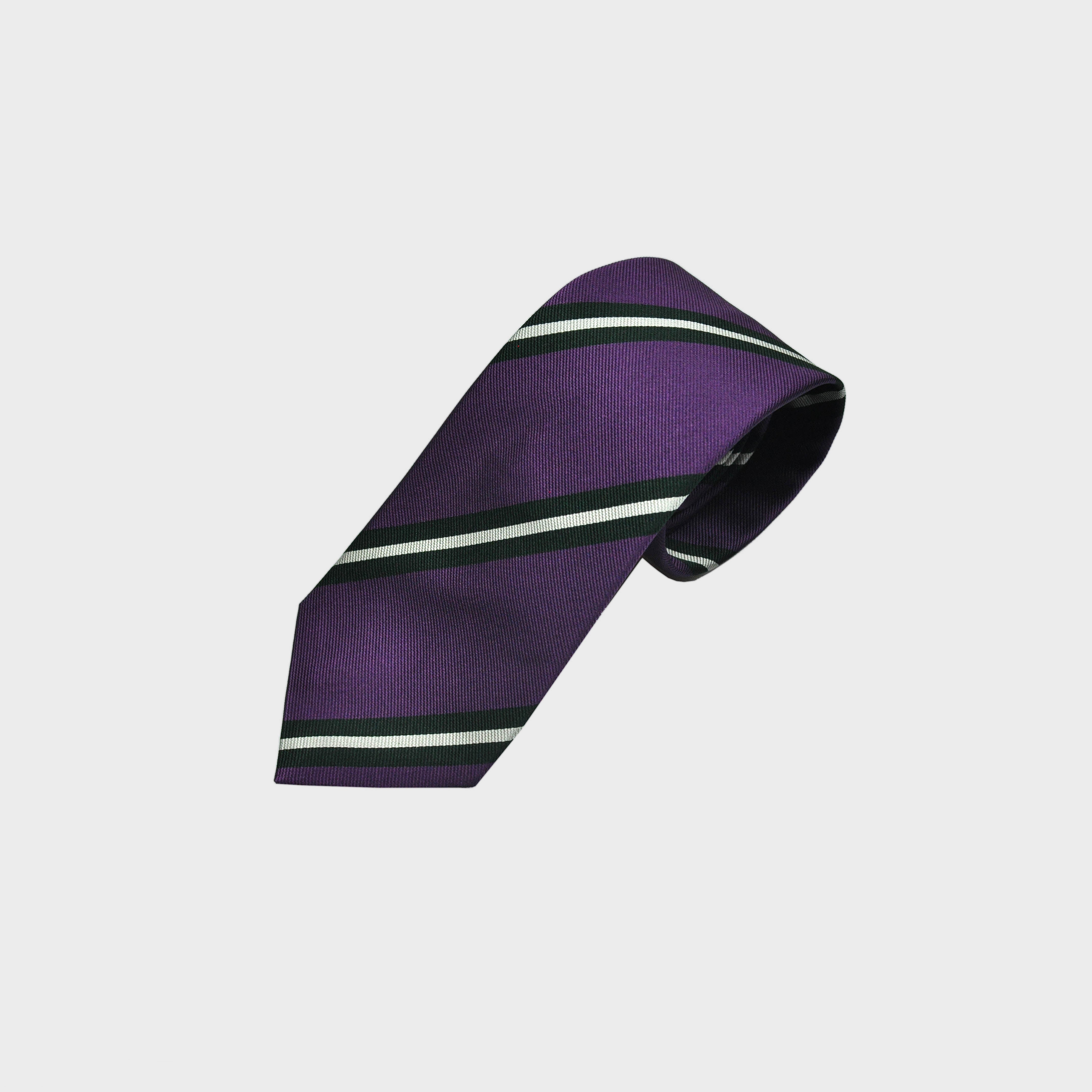 Navy & White Stripes on Purple Reppe Silk Tie
