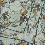 Horse Racing Cotton & Cashmere Pocket Square in Grey & Orange