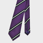 Navy & White Stripes on Purple Reppe Silk Tie