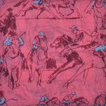 Horse Racing Cotton & Cashmere Pocket Square in Pink & Blue