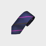 Blue with Pink & Brown Stripes Tussah Silk Tie