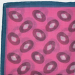 Hoops Cotton & Cashmere Pocket Square in Pink, Light Pink & Petrol Blue