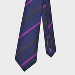 Blue with Pink & Brown Stripes Tussah Silk Tie