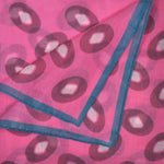 Hoops Cotton & Cashmere Pocket Square in Pink, Light Pink & Petrol Blue