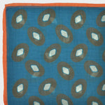 Hoops Cotton & Cashmere Pocket Square in Blue, Dark Olive & Orange