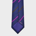 Blue with Pink & Brown Stripes Tussah Silk Tie