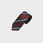 Blue & White Stripes on Brown Reppe Silk Tie (Copy)