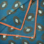 Hoops Cotton & Cashmere Pocket Square in Blue, Dark Olive & Orange