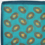 Hoops Cotton & Cashmere Pocket Square in Teal, Dark Olive & Blue