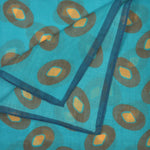 Hoops Cotton & Cashmere Pocket Square in Teal, Dark Olive & Blue