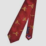 English Woven Silk 'Flying Pheasant' Tie in Rusty Brown
