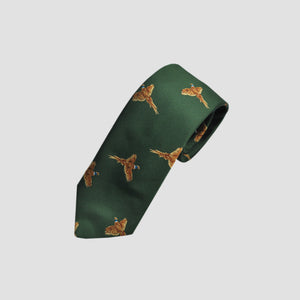 English Woven Silk 'Flying Pheasant' Tie in Green