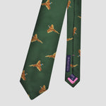 English Woven Silk 'Flying Pheasant' Tie in Green