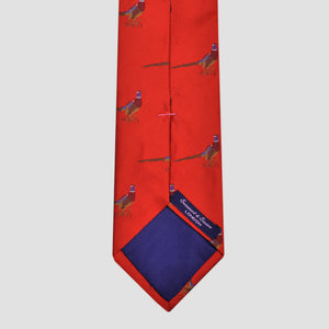 English Woven Silk 'Pheasant' Tie in Orange